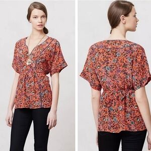 Floral Print Women's Top - Orange